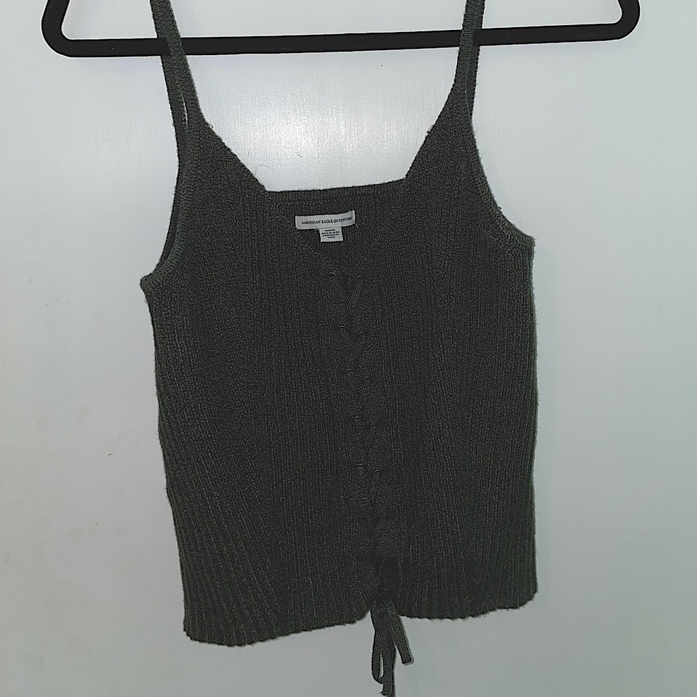 Olive Green Knitted Tank Top